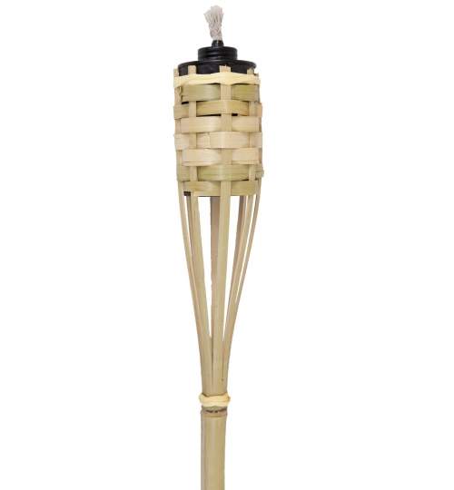 Torta lampa de gradina din bambus cu recipient metalic pentru ulei, 90cm
