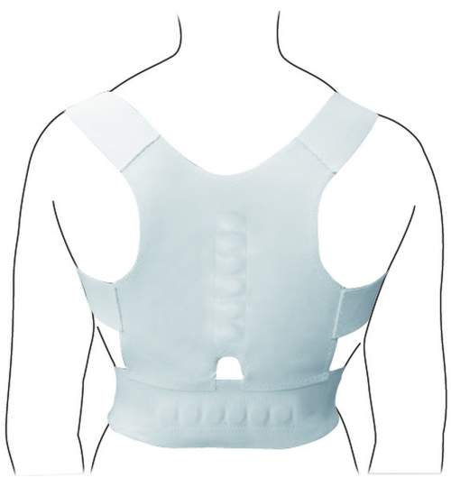 Centura corset pentru corectarea spatelui si a coloanei, cu magneti, 29,5 x 116 cm, alb