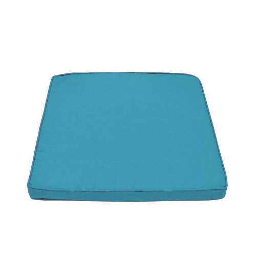 Perna patrata pentru scaun, impermeabila, cu fermoar, 45x45 cm, culoare albastru