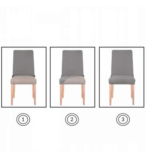 Set Husa scaun dining/bucatarie, din spandex, model tapiterie in relief, culoare negru, 2buc/set