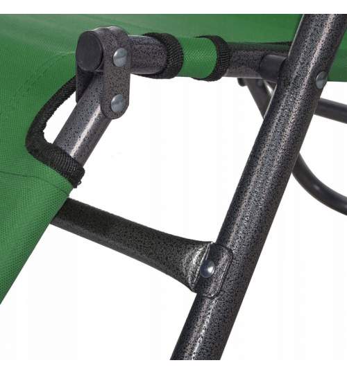 Set 2 Scaune tip sezlong, pliabile cu tetiera detasabila, dimensiune 60x153 cm, culoare verde
