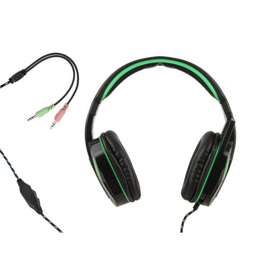 Casti de Gaming Blow cu microfon, cablu 2.4m, negru/verde
