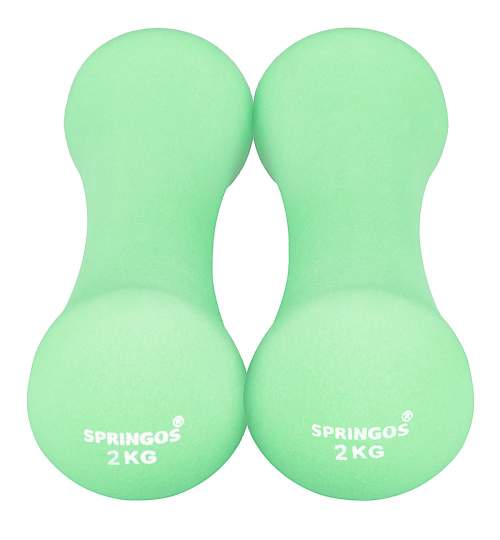 Set 2 gantere greutati pentru exercitii fitness, 2x2 kg, verde