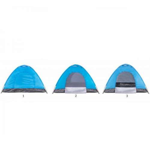 Cort Camping Impermeabil pentru 2 Persoane, cu plasa de tantari si husa depozitare, 200x150cm, Albastru