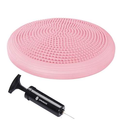 Perna pentru echilibru si masaj gonflabila, cu pompa, diametru 34 cm, roz