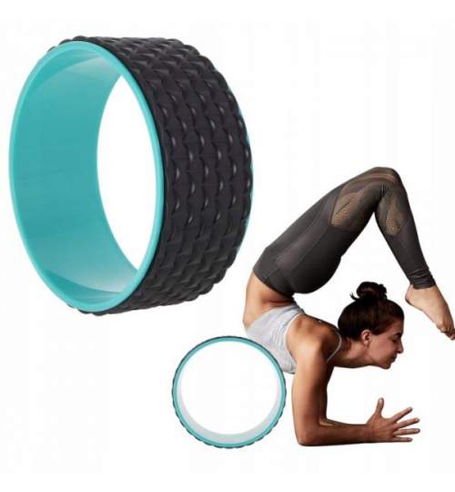 Roata pentru Yoga sau Pilates, de gimnastica fitness, 33x13 cm, albastru/negru