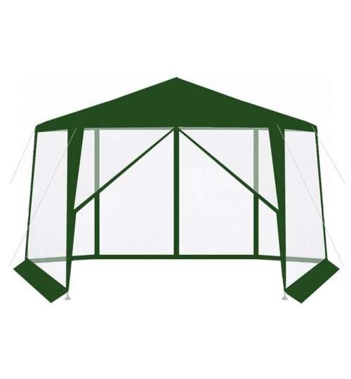 Pavilion pentru Curte sau Gradina cu 6 laturi si plasa de tantari, latime 400cm, culoare verde