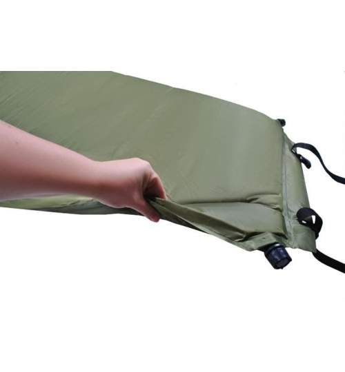 Saltea autogonflabila pentru camping sau drumetii, 1 persoana, 200x65cm, verde inchis