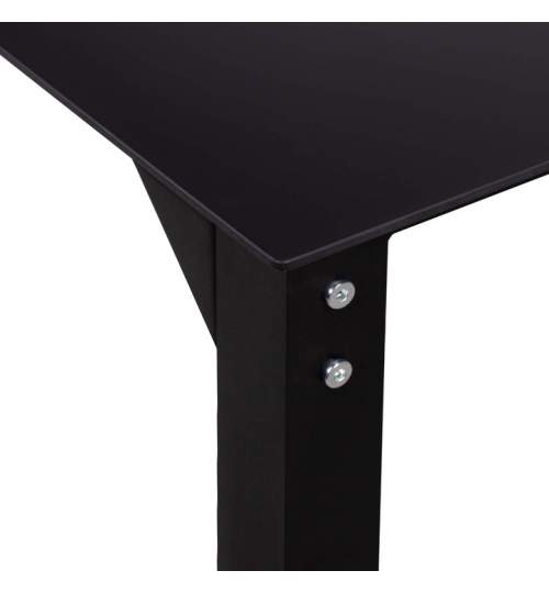 Masa dreptunghiulara din metal pentru terasa sau gradina, cu blat de sticla, culoare negru