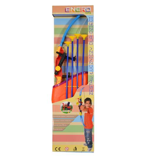Set arc de jucarie pentru copii, cu 4 sageti si teaca, 78cm