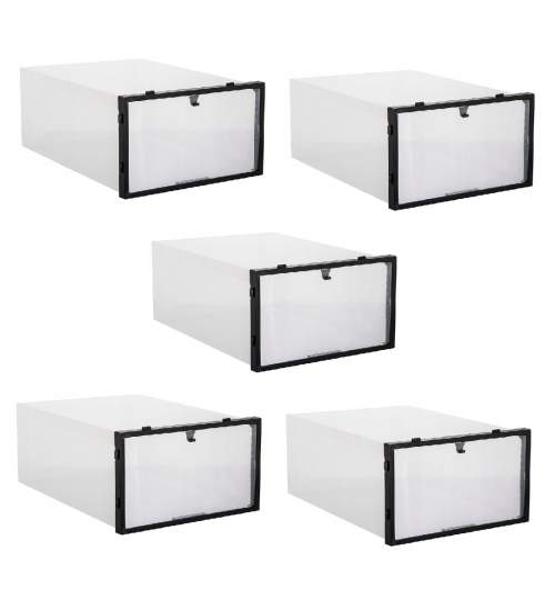 Set 5 cutii organizatoare pentru depozitare incaltaminte, transparent, 34x23x13.5 cm