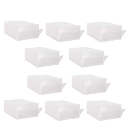 Set 10 cutii organizatoare pentru depozitare incaltaminte, 31x21.5x12.5 cm, alb