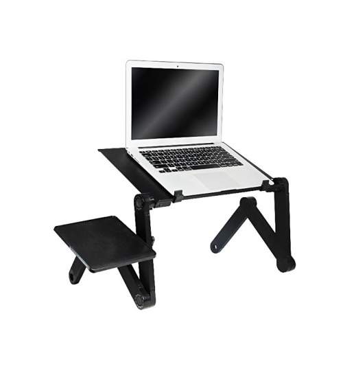 Masuta Pliabila tip Suport pentru Laptop, cu unghi reglabil 180°, din aluminiu, negru