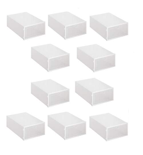 Set 10 cutii organizatoare pentru depozitare incaltaminte, 33x23.5x13.5 cm, alb