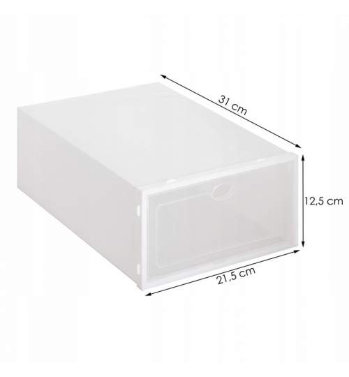 Set 5 cutii organizatoare pentru depozitare incaltaminte, 31x21.5x12.5 cm, alb