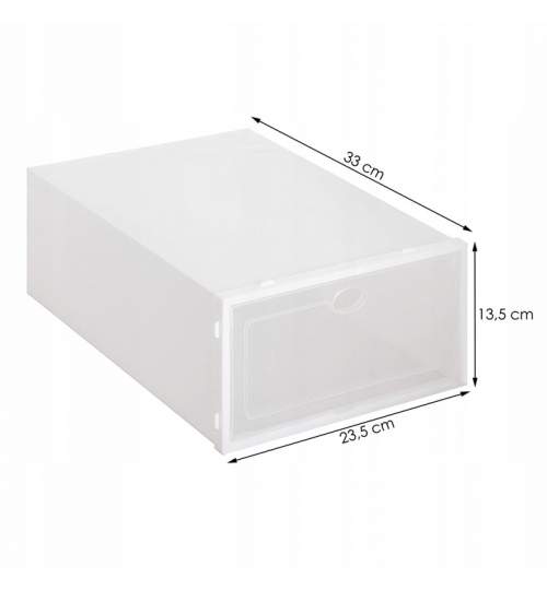 Set 10 cutii organizatoare pentru depozitare incaltaminte, 33x23.5x13.5 cm, alb