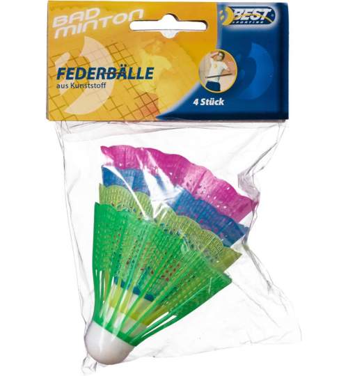 Set 4 fluturasi badminton, dimensiune 8x6.5 cm, multicolor