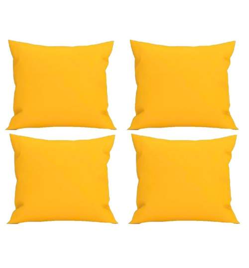 Set 4 Perne decorative patrate, 40x40 cm, pentru canapele, pline cu Puf Mania Relax, culoare galben