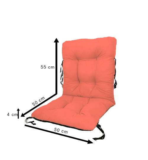 Set 4 Perne sezut/spatar pentru scaun de gradina sau balansoar, 50x50x55 cm, culoare orange