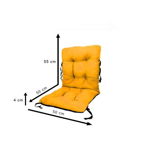 Set 4 Perne sezut/spatar pentru scaun de gradina sau balansoar, 50x50x55 cm, culoare galben