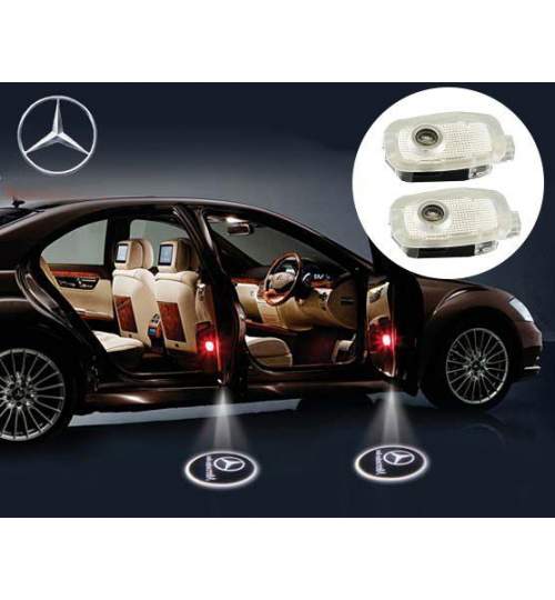 Proiectoare LED Laser Logo Holograme cu Leduri Cree Tip 2, dedicate pentru Mercedes S Class W221 (2006-2012)