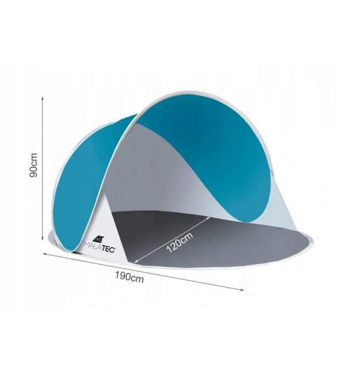 Cort pentru Plaja Semi-Deschis, pliabil, sistem Pop-up, protectie UV, 190 × 90 x 120 cm, albastru/gri