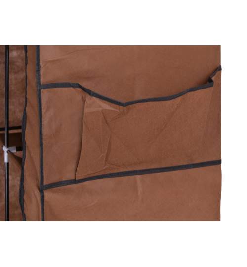 Dulap din material textil Mira, pentru depozitare incaltaminte, imbracaminte sau accesorii, cadru metalic, 6 rafturi, Maro