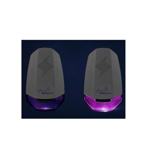 Dispozitiv cu ultrasunete anti-daunatori, rozatoare sau insecte, suprafata 100mp, 8W, culoare violet