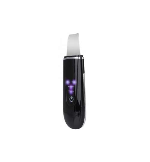 Dispozitiv cu ultrasunete skin scrubber pentru curatare faciala, EMS, cu 4 functii, incarcare wireless, negru