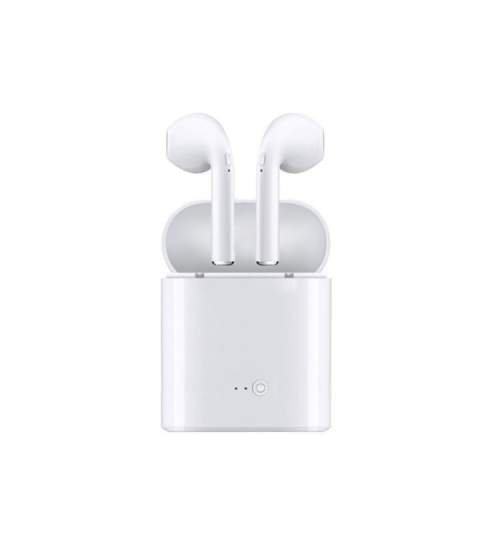 Casti Wireless Bluetooth 4.2, cu stand de incarcare, StandBy 100h, compatibil Andriod si iOS, culoare alb