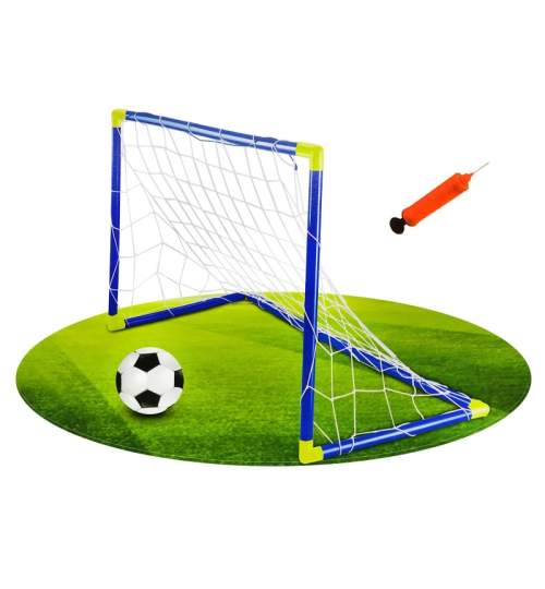 Set joc de fotbal pentru copii, cu poarta, minge si pompa, 45x32x25.5 cm