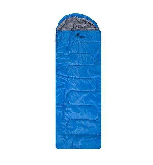 Sac de Dormit pentru Camping sau Drumetii, cu Perna tip Gluga, 200x75cm, albastru