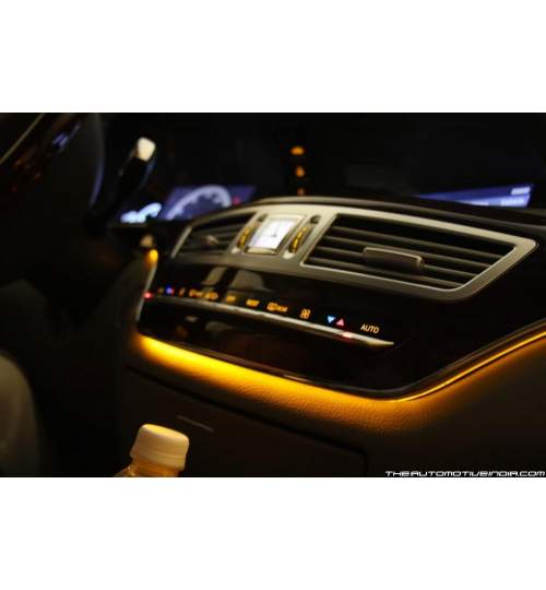 Fir cu lumina ambientala pentru auto , neon ambiental flexibil 2 M Galben