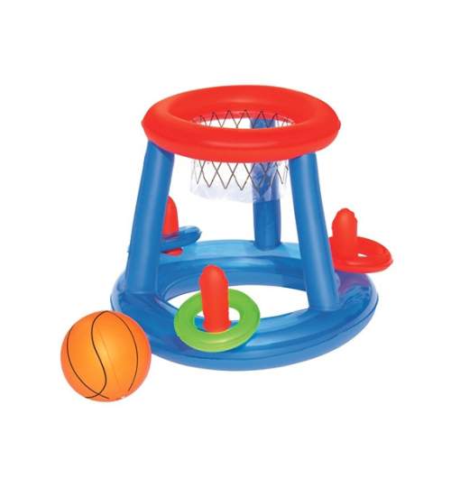 Set plutitor pentru piscina Bestway, cos de Basket pentru copii, cu minge si inele gonflabile, diametru 61cm