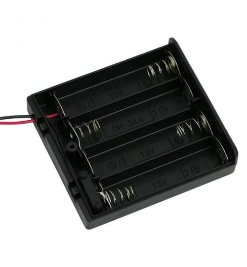 Cutie carcasa cu capac pentru 4 baterii tip AA,  Techno Plus