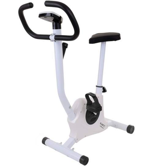 Bicicleta fitness mecanica Funfit F05, cu afisaj LCD, greutate maxima suportata 100kg, culoare alb