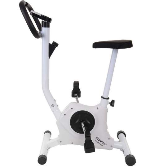 Bicicleta fitness mecanica Funfit F05, cu afisaj LCD, greutate maxima suportata 100kg, culoare alb