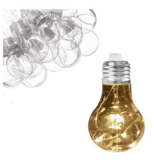 Instalatie decorativa de Craciun LED, 20 becuri bulb cu 100 led-uri, lumina calda, 4m