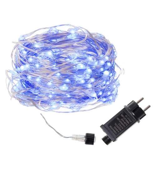 Instalatie luminoasa LED de Craciun, cu 8 functii, 100 led-uri, albastru, 10m, 220V