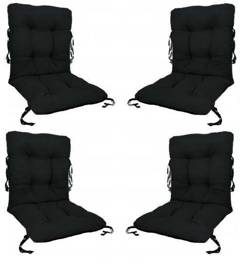 Set 4 Perne sezut/spatar pentru scaun de gradina sau balansoar, 50x50x55 cm, culoare negru