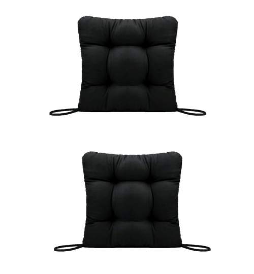 Set Perne decorative pentru scaun de bucatarie sau terasa, dimensiuni 40x40cm, culoare negru, 2 bucati