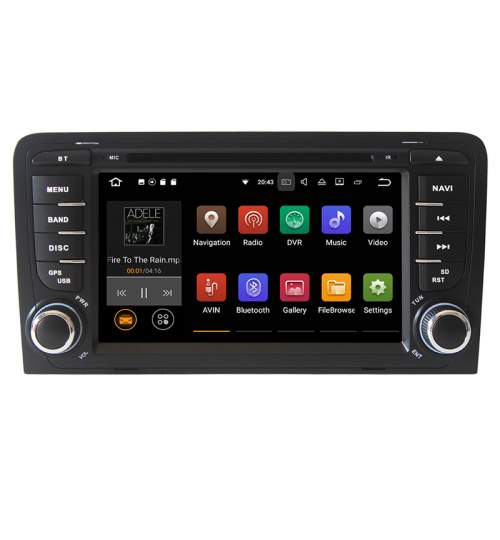 Navigatie GPS Auto Audio Video cu DVD si Touchscreen HD 7” Inch, Android 7.1, Wi-Fi, 2GB DDR3, Audi A3 2002-2011 + Cadou Soft si Harti GPS 16Gb Memorie Interna