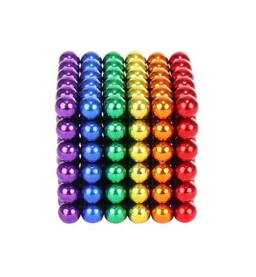 Joc Puzzle Antistres NeoCube cu Bile Magnetice 216 Bucati, Diametru Bile 3mm, multicolor