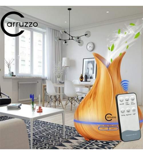 Umidificator de Aer Ultrasonic, Difuzor cu Aromaterapie, Lumina Ambientala si Temporizator, Randament 35ml/h, Putere 9W