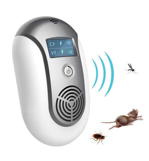 Dispozitiv cu Ultrasunete Anti-Daunatori, Rozatoare si Insecte, ecran LCD, 200mp, 5W