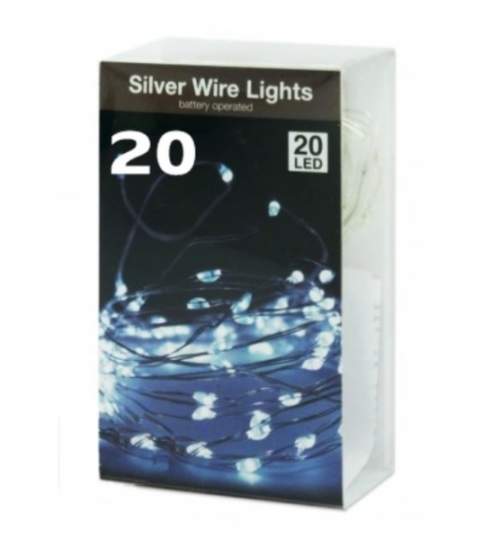Instalatie Luminoasa 20 LED-uri, Culoare Alb Rece, Lungime 100cm, Alimentare pe Baterii