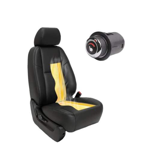 Kit incalzire pentru scaune auto sezut si spatar, din carbon, buton 6 trepte Luxury Red, pentru 1 scaun