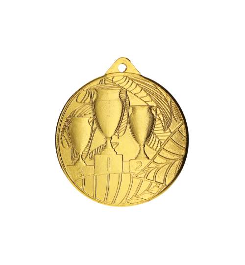 Medalie Sportiva Aur, model 3 Cupe, pentru Locul 1, diametru 5 cm