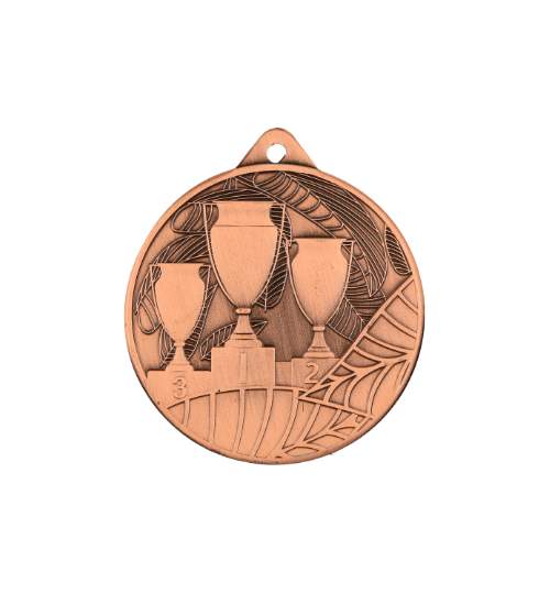 Medalie Sportiva Bronz, model 3 Cupe, pentru Locul 3, diametru 5 cm