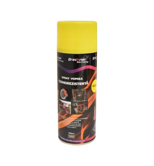 Spray vopsea GALBEN rezistent termic pentru etriere 450ml. Breckner BK83116